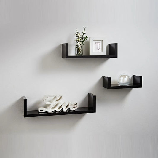 TERRA – Oak Brown U-Shaped Floating Shelves (Set of 3) | P248