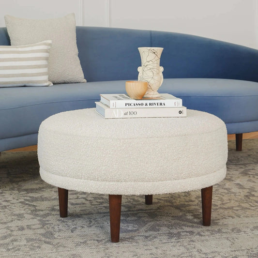 PAPPY Round Ottoman – Soft Bouclé Finish | P156