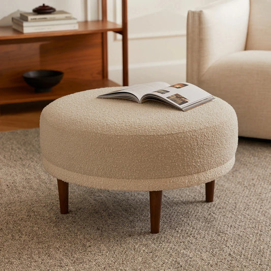 PAPPY Round Ottoman – Soft Bouclé Finish | P156