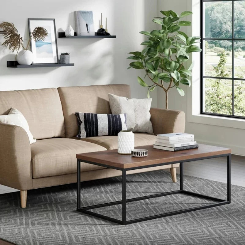 ndustrial Style Coffee Center Table with Metal Frame & Wooden Top | P209