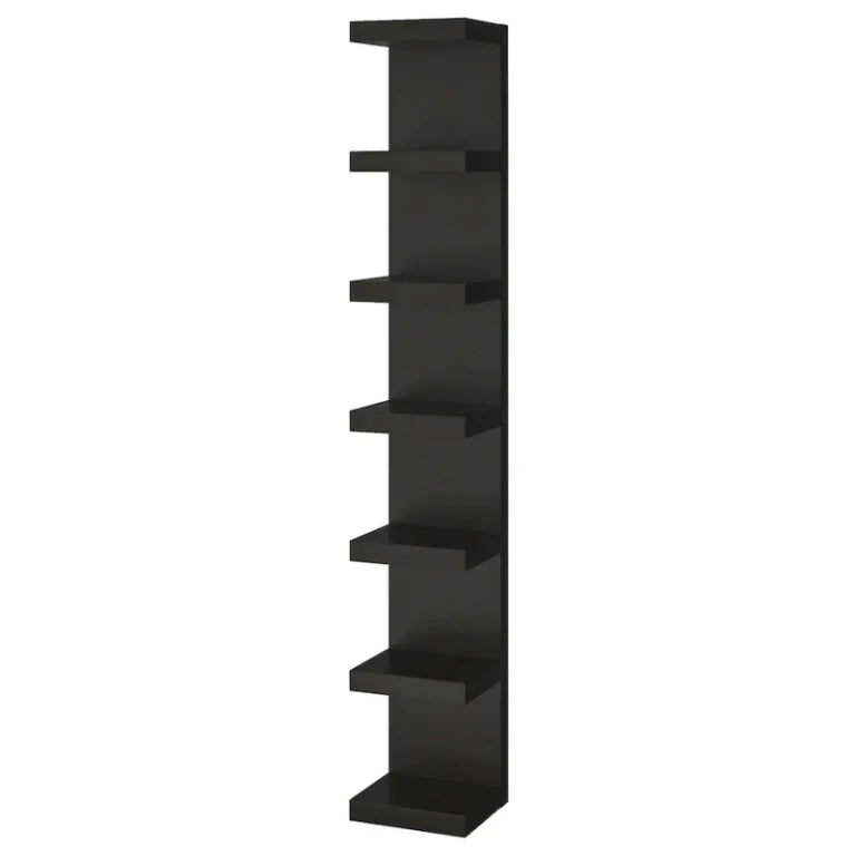 Black 7-Tier Wall Shelf Unit Tall Space-Saving Storage Rack | P277