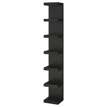 Black 7-Tier Wall Shelf Unit Tall Space-Saving Storage Rack | P277