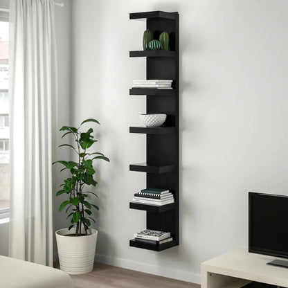 Black 7-Tier Wall Shelf Unit Tall Space-Saving Storage Rack | P277