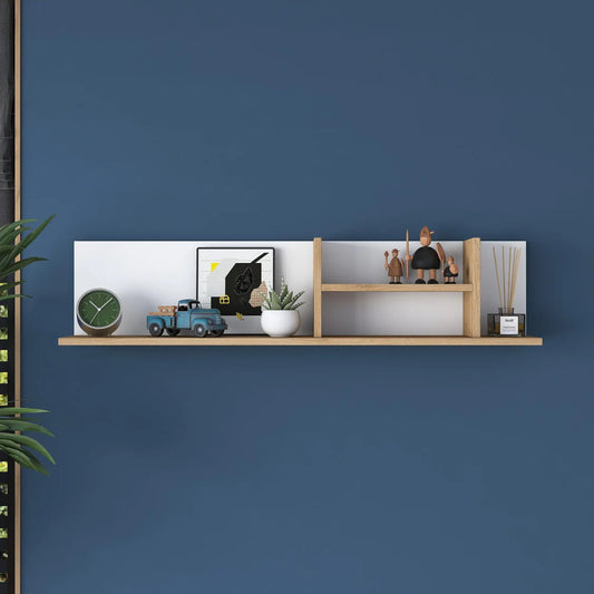 White & Oak Brown Multifunctional Wall Shelf | P242