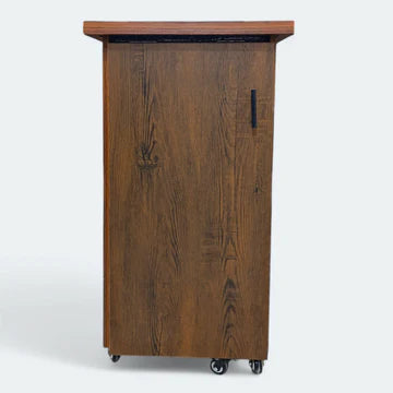 Laminated Wooden Movable Wheels Foldable Iron Stand With Drawer & Cupboard | P067