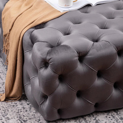 MARAIS Tufted Ottoman – Dark Grey Square Elegance | P155