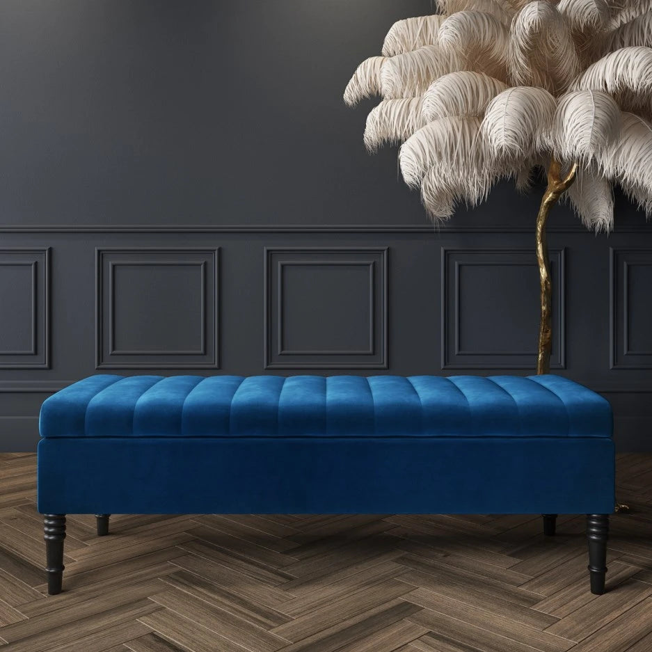 SAFARI Storage Ottoman Bench – Navy Blue Elegance | P157