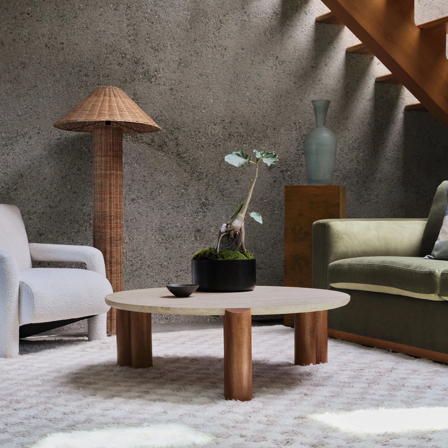 Earth Meets Elegance – Natural Stone Round Table by Musa Furnitures | P190