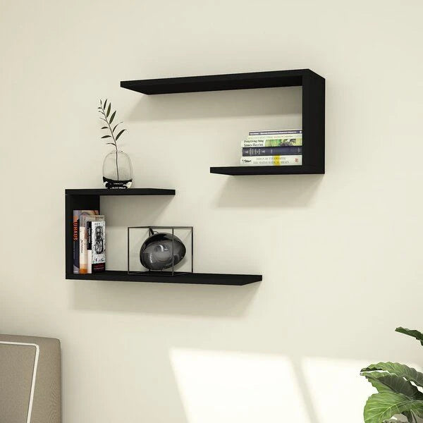 PLUTO – Modern DIY Black Wall Floating Shelves (Set of 2)| P261