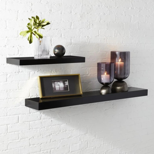 Black Floating Wall Shelves (Set of 2) | Modern DIY Shelves | P254